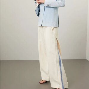 JW ANDERSON Cream Pants with Blue Detail